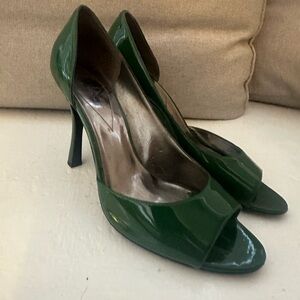 GUESS Patent Leather Green Peeptoe Heels